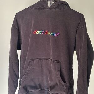 Independent Trading Company Embroidered Rainbow Don't Be Sad Black Hoodie